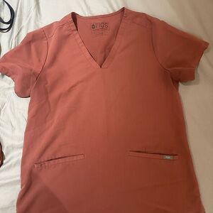 Figs Terracotta V-Neck Scrub Top
